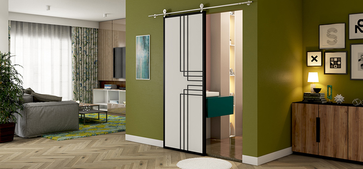 sliding bathroom door installation in Roseville